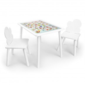 Детский комплект стол и два стула Облачко Rolti Baby с накладкой Алфавит (белая столешница/белое сиденье/белые ножки) в Озерске - ozersk.ok-mebel.com | фото