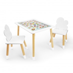 Детский комплект стол и два стула Облачко Rolti Baby с накладкой Алфавит (белая столешница/белое сиденье/береза ножки) в Озерске - ozersk.ok-mebel.com | фото