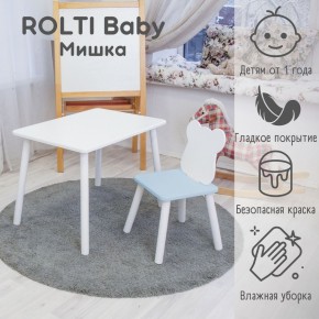 Детский комплект стол и стул «Мишка» Rolti Baby  (голубая столешница/голубое сиденье/белые ножки) в Озерске - ozersk.ok-mebel.com | фото