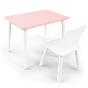 Детский комплект стол и стул «Мишка» Rolti Baby (розовый/белый, массив березы/мдф) в Озерске - ozersk.ok-mebel.com | фото