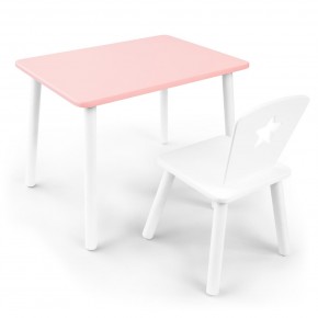 Детский комплект стол и стул «Звезда» Rolti Baby (розовый/белый, массив березы/мдф) в Озерске - ozersk.ok-mebel.com | фото