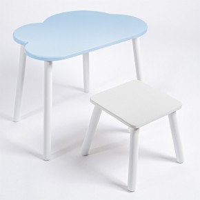 Детский комплект стол ОБЛАЧКО  и табурет Rolti Baby (голубая столешница/белое сиденье/белые ножки) в Озерске - ozersk.ok-mebel.com | фото