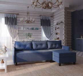 Диван-кровать угловой Киркас синий, ткань рогожка в Озерске - ozersk.ok-mebel.com | фото 2
