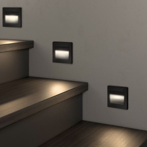 DK3050-BK Светильник встраиваемый в стену, IP 20, LED 3000, 1 Вт, черный пластик в Озерске - ozersk.ok-mebel.com | фото 3