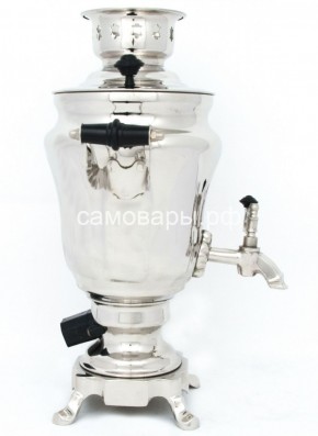 Электрический самовар из латуни никелированный на 1,5 литра форма "Тюльпан" с защитой от выкипания в Озерске - ozersk.ok-mebel.com | фото 3