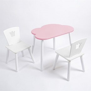 Комплект детский стол ОБЛАЧКО и два стула КОРОНА ROLTI Baby (розовая столешница/белое сиденье/белые ножки) в Озерске - ozersk.ok-mebel.com | фото