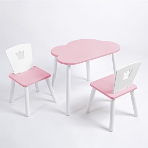 Комплект детский стол ОБЛАЧКО и два стула КОРОНА ROLTI Baby (розовая столешница/розовое сиденье/белые ножки) в Озерске - ozersk.ok-mebel.com | фото