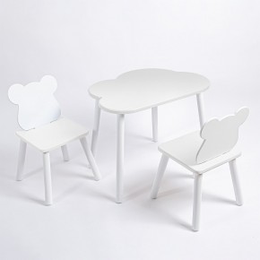 Комплект детский стол ОБЛАЧКО и два стула МИШКА ROLTI Baby (белая столешница/белое сиденье/белые ножки) в Озерске - ozersk.ok-mebel.com | фото