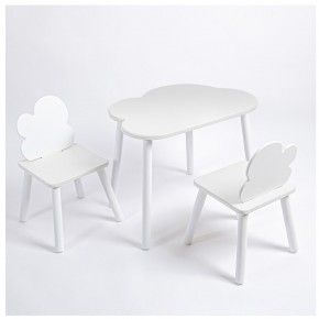 Комплект детский стол ОБЛАЧКО и два стула ОБЛАЧКО ROLTI Baby (белая столешница/белое сиденье/белые ножки) в Озерске - ozersk.ok-mebel.com | фото