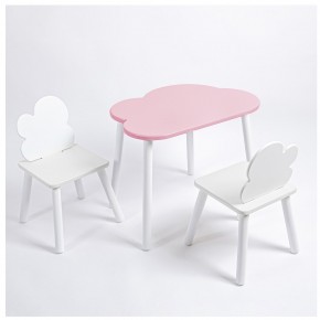 Комплект детский стол ОБЛАЧКО и два стула ОБЛАЧКО ROLTI Baby (розовая столешница/белое сиденье/белые ножки) в Озерске - ozersk.ok-mebel.com | фото