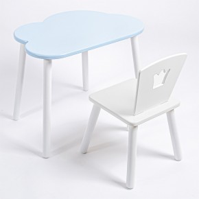 Комплект детский стол ОБЛАЧКО и стул КОРОНА ROLTI Baby (голубая  столешница/белое сиденье/белые ножки) в Озерске - ozersk.ok-mebel.com | фото