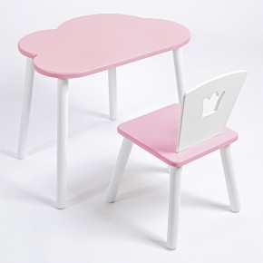 Комплект детский стол ОБЛАЧКО и стул КОРОНА ROLTI Baby (розовая столешница/розовое сиденье/белые ножки) в Озерске - ozersk.ok-mebel.com | фото