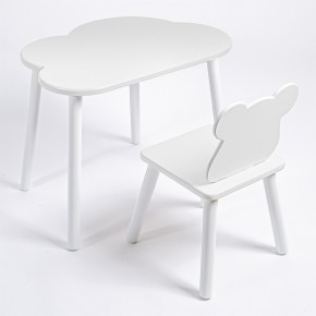 Комплект детский стол ОБЛАЧКО и стул МИШКА ROLTI Baby (белая столешница/белое сиденье/белые ножки) в Озерске - ozersk.ok-mebel.com | фото