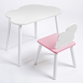 Комплект детский стол ОБЛАЧКО и стул ОБЛАЧКО ROLTI Baby (белая столешница/розовое сиденье/белые ножки) в Озерске - ozersk.ok-mebel.com | фото