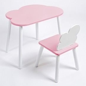 Комплект детский стол ОБЛАЧКО и стул ОБЛАЧКО ROLTI Baby (розовая столешница/розовое сиденье/белые ножки) в Озерске - ozersk.ok-mebel.com | фото