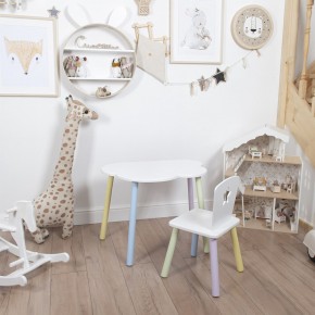 Комплект детский стол ОБЛАЧКО и стул ЗВЕЗДА ROLTI Baby (белая столешница/белое сиденье/цветные ножки) в Озерске - ozersk.ok-mebel.com | фото
