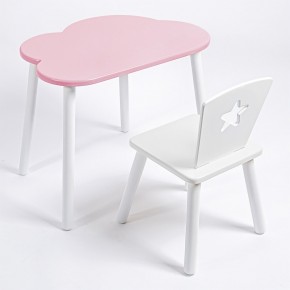 Комплект детский стол ОБЛАЧКО и стул ЗВЕЗДА ROLTI Baby (розовая столешница/белое сиденье/белые ножки) в Озерске - ozersk.ok-mebel.com | фото