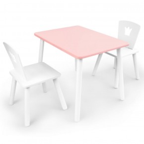 Комплект детской мебели стол и два стула Корона  (Розовый/Белый/Белый) в Озерске - ozersk.ok-mebel.com | фото