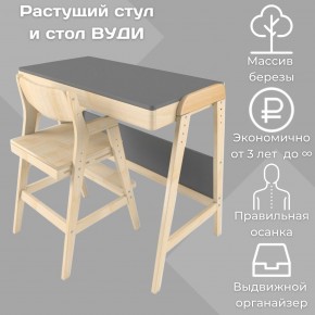 Комплект растущий стол и стул 38 попугаев «Вуди» (Серый, Без покрытия) в Озерске - ozersk.ok-mebel.com | фото