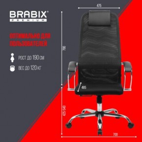 Кресло BRABIX PREMIUM "Ultimate EX-800" хром, плотная двойная сетка Х2, черное, 532911 в Озерске - ozersk.ok-mebel.com | фото 6