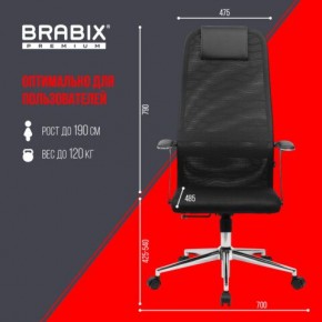 Кресло BRABIX PREMIUM "Ultimate EX-801" хром, плотная двойная сетка Х2, черное, 532917 в Озерске - ozersk.ok-mebel.com | фото 7