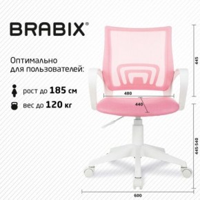 Кресло BRABIX "Fly MG-396W", с подлокотниками, пластик белый, сетка, розовое, 533008 в Озерске - ozersk.ok-mebel.com | фото 5