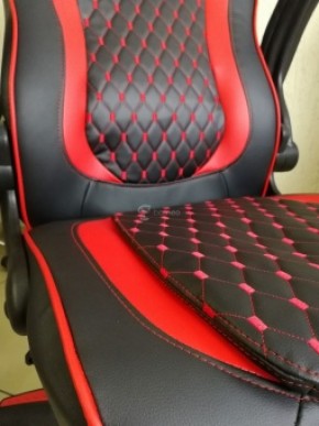 Кресло геймерское Barneo K-37 (черная экокожа красные вставки) в Озерске - ozersk.ok-mebel.com | фото