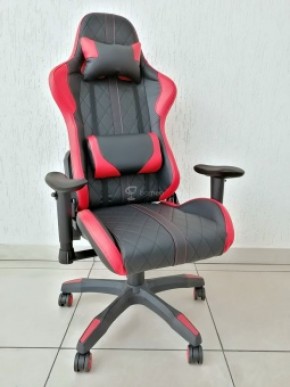 Кресло геймерское Barneo K-52 (черная экокожа красные вставки) в Озерске - ozersk.ok-mebel.com | фото