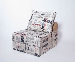 Кресло-кровать-пуф бескаркасное Прайм (Газета) в Озерске - ozersk.ok-mebel.com | фото 1