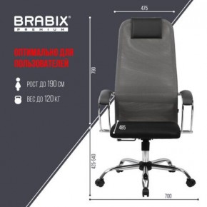 Кресло офисное BRABIX PREMIUM "Ultimate EX-800" хром, плотная двойная сетка Х2, черное/серое, 532912 в Озерске - ozersk.ok-mebel.com | фото 3