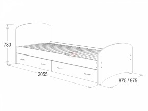 Кровать-6 одинарная с 2-мя ящиками (900*2000) в Озерске - ozersk.ok-mebel.com | фото 2