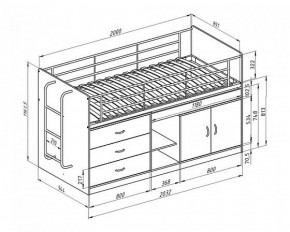 Кровать-чердак "Дюймовочка-6"  Белый/Оранжевый в Озерске - ozersk.ok-mebel.com | фото 2