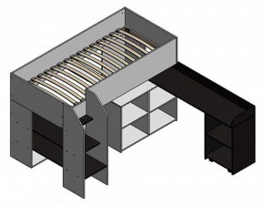 Кровать-чердак "Теремок-2" Дуб молочный/Салатовый в Озерске - ozersk.ok-mebel.com | фото 2