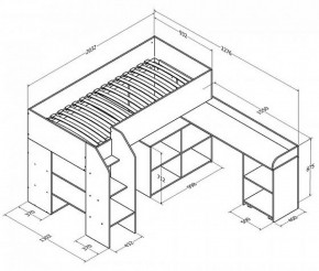 Кровать-чердак "Теремок-2" Дуб молочный/Салатовый в Озерске - ozersk.ok-mebel.com | фото 3