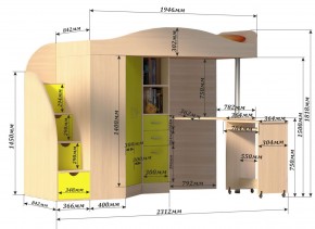 Кровать-чердак Юниор 4 (800*1900) в Озерске - ozersk.ok-mebel.com | фото 3