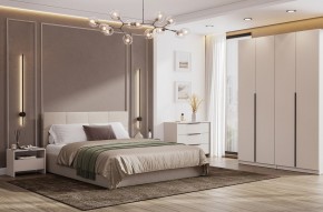 Кровать двойная №4 с основанием (Бежевый) в Озерске - ozersk.ok-mebel.com | фото 3