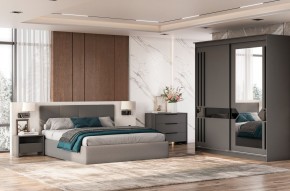 Кровать двойная №4 с основанием (Серый) в Озерске - ozersk.ok-mebel.com | фото 3