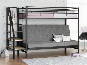 Кровать двухъярусная с диваном "Мадлен-3" (Черный/Серый) в Озерске - ozersk.ok-mebel.com | фото