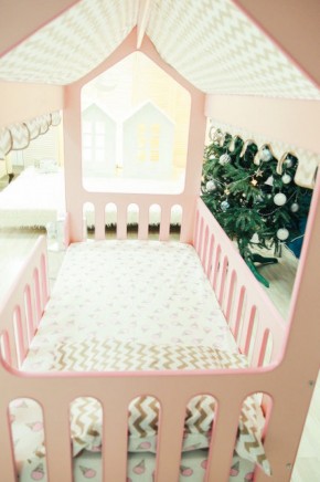 Кровать-домик без ящика 800*1600 (Розовый) в Озерске - ozersk.ok-mebel.com | фото 3
