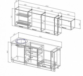 Кухонный гарнитур Антрацит 2550 (Стол. 26мм) в Озерске - ozersk.ok-mebel.com | фото 2