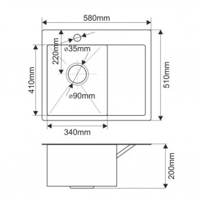 Мойка HD5851L MELANA ProfLine 3,0/200 САТИН врезная прямоугольная с коландером HD5851L в Озерске - ozersk.ok-mebel.com | фото 2