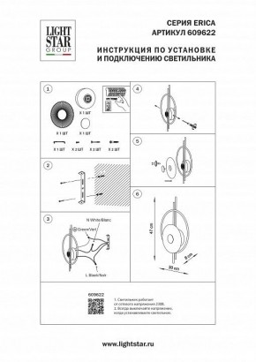 Накладной светильник Lightstar Erica 609622 в Озерске - ozersk.ok-mebel.com | фото 4