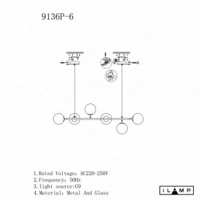 Подвесная люстра iLamp Golden 9136P/6 BK-WH в Озерске - ozersk.ok-mebel.com | фото 3