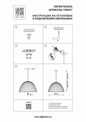 Подвесной светильник Lightstar Fenicia 799557 в Озерске - ozersk.ok-mebel.com | фото 4