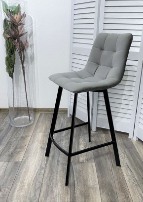 Полубарный стул CHILLI-QB SQUARE светло-серый #26, велюр / черный каркас (H=66cm) М-City в Озерске - ozersk.ok-mebel.com | фото 2