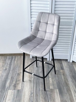 Полубарный стул ХОФМАН, цвет H-09 Светло-серый, велюр / черный каркас H=63cm М-City в Озерске - ozersk.ok-mebel.com | фото 4