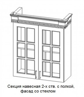 Секция навесная 2-х ств. с полкой "Верона", фасад со стеклом (800) в Озерске - ozersk.ok-mebel.com | фото