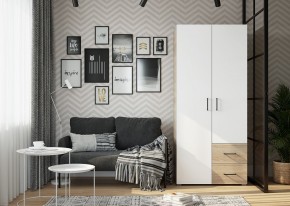 Шкаф 2-х створчатый с ящиками VICTOR (Сонома-Белый) в Озерске - ozersk.ok-mebel.com | фото 3