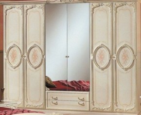 Шкаф 6-и дверный с зеркалами (01.146) Роза (беж) в Озерске - ozersk.ok-mebel.com | фото