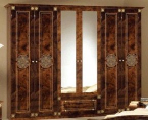 Шкаф 6-и дверный с зеркалами (02.146) Рома (орех) в Озерске - ozersk.ok-mebel.com | фото